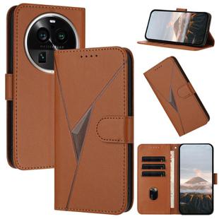 For OPPO Find X6 Pro Triangle Pattern Buckle Clasp Leather Phone Case(Brown)
