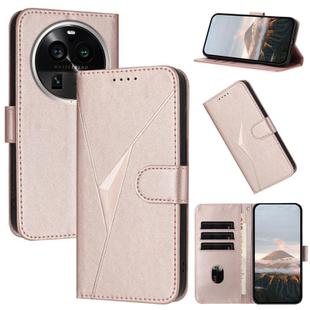 For OPPO Find X6 Pro Triangle Pattern Buckle Clasp Leather Phone Case(Rose Gold)