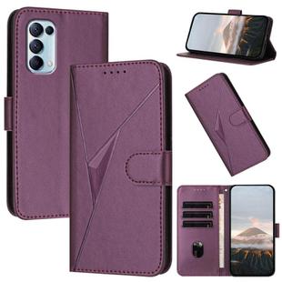 For OPPO Reno5 4G / 5G / Find X3 Lite Triangle Pattern Buckle Clasp Leather Phone Case(Dark Purple)