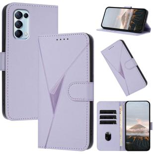 For OPPO Reno5 4G / 5G / Find X3 Lite Triangle Pattern Buckle Clasp Leather Phone Case(Light Purple)