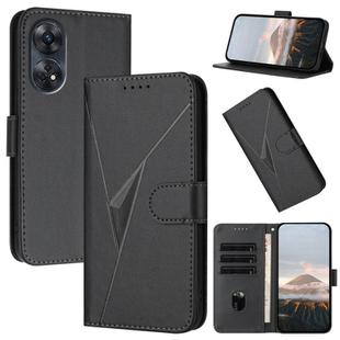 For OPPO Reno8 T 4G Triangle Pattern Buckle Clasp Leather Phone Case(Black)