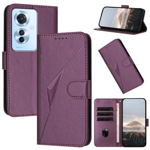 For OPPO Reno11 F / F25 Pro Triangle Pattern Buckle Clasp Leather Phone Case(Dark Purple)