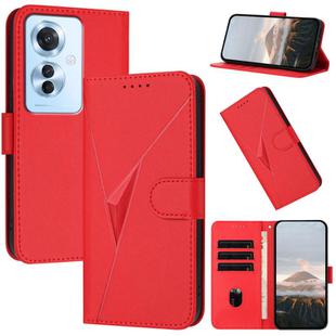 For OPPO Reno11 F / F25 Pro Triangle Pattern Buckle Clasp Leather Phone Case(Red)