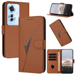 For OPPO Reno11 F / F25 Pro Triangle Pattern Buckle Clasp Leather Phone Case(Brown)