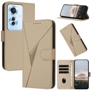 For OPPO Reno11 F / F25 Pro Triangle Pattern Buckle Clasp Leather Phone Case(Gold)