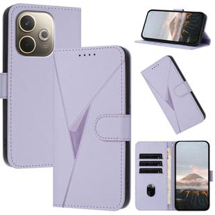 For OPPO A5 Pro 5G Triangle Pattern Buckle Clasp Leather Phone Case(Light Purple)