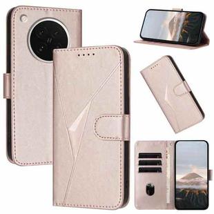 For OPPO Find X8s Triangle Pattern Buckle Clasp Leather Phone Case(Rose Gold)