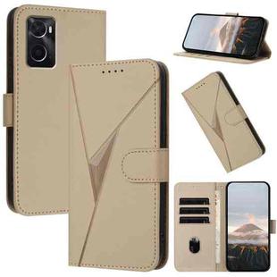 For OPPO A36 / A76 / A96 / K10 Triangle Pattern Buckle Clasp Leather Phone Case(Gold)