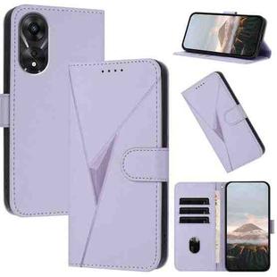 For OPPO A78 5G / A1x Triangle Pattern Buckle Clasp Leather Phone Case(Light Purple)
