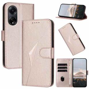 For OPPO A98 5G Triangle Pattern Buckle Clasp Leather Phone Case(Rose Gold)