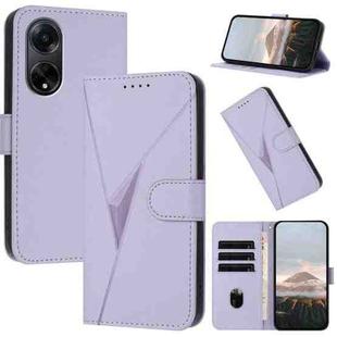 For OPPO A98 5G Triangle Pattern Buckle Clasp Leather Phone Case(Light Purple)