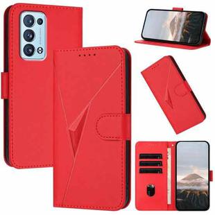 For OPPO Reno6 Pro+ 5G Triangle Pattern Buckle Clasp Leather Phone Case(Red)