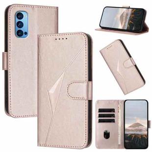 For OPPO Reno14 Global Triangle Pattern Buckle Clasp Leather Phone Case(Rose Gold)