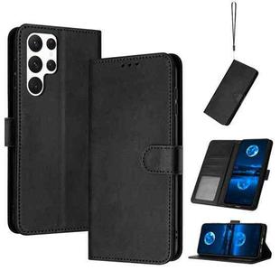 For Samsung Galaxy S25 Ultra 5G Solid Calf Texture Flip Leather Phone Case(Black)