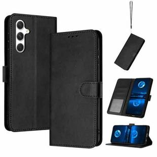 For Samsung Galaxy S25+ / S24+ 5G Solid Calf Texture Flip Leather Phone Case(Black)