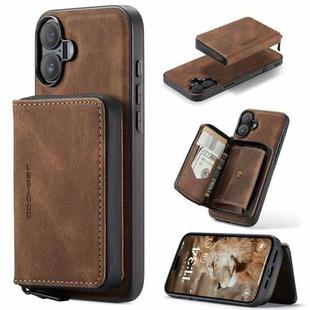 For iPhone 16 JEEHOOD J02 Magnetic Zipper Horizontal Flip Leather Phone Case(Brown)