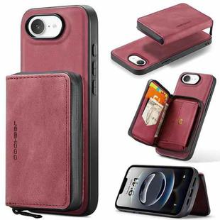 For iPhone 16e JEEHOOD J02 Magnetic Zipper Horizontal Flip Leather Phone Case(Red)