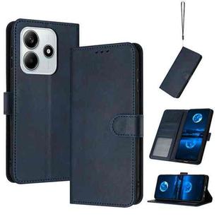 For Redmi Note 14 5G Solid Calf Texture Flip Leather Phone Case(Dark Blue)