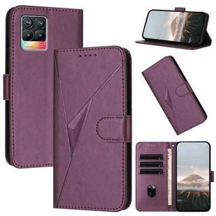 For Realme 8 Triangle Pattern Buckle Clasp Leather Phone Case(Dark Purple)