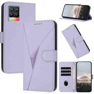 For Realme 8 Triangle Pattern Buckle Clasp Leather Phone Case(Light Purple)