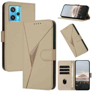 For Realme 9 Pro+ Triangle Pattern Buckle Clasp Leather Phone Case(Gold)