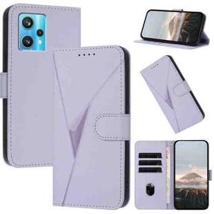 For Realme 9 Pro+ Triangle Pattern Buckle Clasp Leather Phone Case(Light Purple)