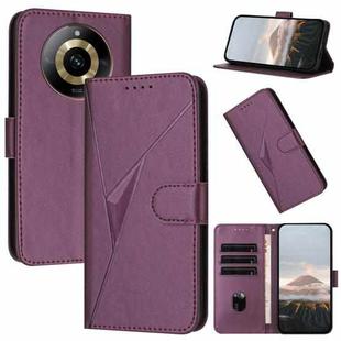 For Realme 11 Pro Triangle Pattern Buckle Clasp Leather Phone Case(Dark Purple)