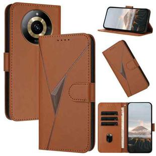 For Realme 11 Pro Triangle Pattern Buckle Clasp Leather Phone Case(Brown)