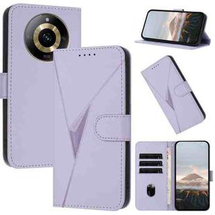 For Realme 11 Pro Triangle Pattern Buckle Clasp Leather Phone Case(Light Purple)