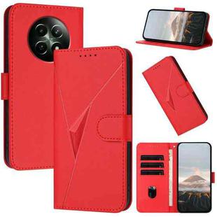 For Realme 12 5G Triangle Pattern Buckle Clasp Leather Phone Case(Red)