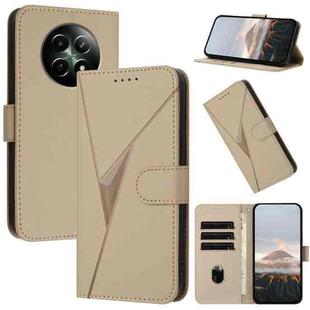 For Realme 12 5G Triangle Pattern Buckle Clasp Leather Phone Case(Gold)