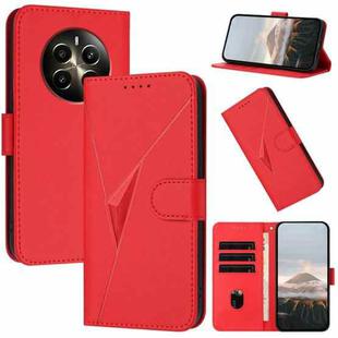 For Realme 12+ Triangle Pattern Buckle Clasp Leather Phone Case(Red)