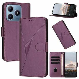 For Realme C63 Triangle Pattern Buckle Clasp Leather Phone Case(Dark Purple)