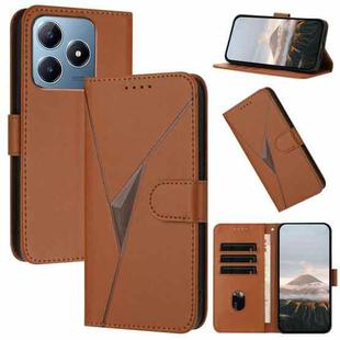 For Realme C63 Triangle Pattern Buckle Clasp Leather Phone Case(Brown)