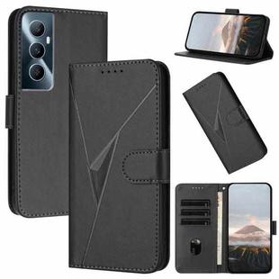 For Realme C65 Triangle Pattern Buckle Clasp Leather Phone Case(Black)