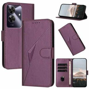 For Realme Note 60 Triangle Pattern Buckle Clasp Leather Phone Case(Dark Purple)