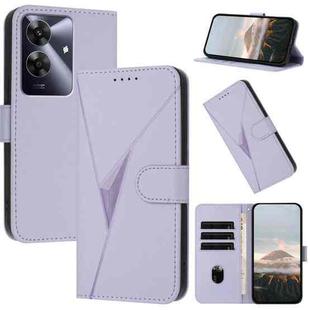 For Realme Note 60 Triangle Pattern Buckle Clasp Leather Phone Case(Light Purple)