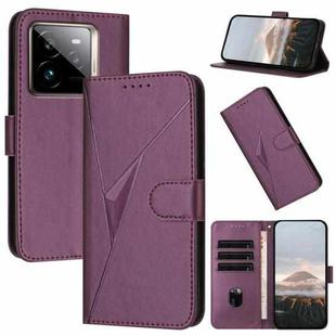 For Realme GT7 Pro Triangle Pattern Buckle Clasp Leather Phone Case(Dark Purple)