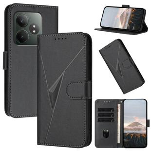 For Realme GT 6 / GT 6T Triangle Pattern Buckle Clasp Leather Phone Case(Black)