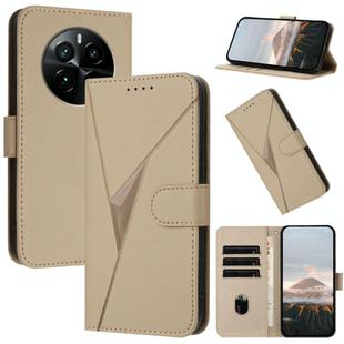 For Realme GT5 Pro Triangle Pattern Buckle Clasp Leather Phone Case(Gold)