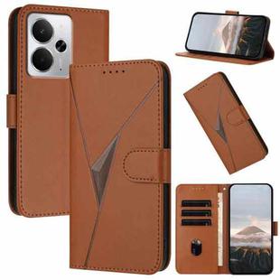 For Realme 14 / P3 5G Global Triangle Pattern Buckle Clasp Leather Phone Case(Brown)