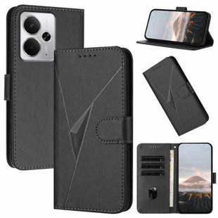 For Realme 14 / P3 5G Global Triangle Pattern Buckle Clasp Leather Phone Case(Black)