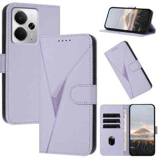 For Realme 14 / P3 5G Global Triangle Pattern Buckle Clasp Leather Phone Case(Light Purple)