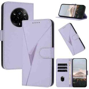 For Realme 14 Pro Triangle Pattern Buckle Clasp Leather Phone Case(Light Purple)