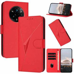 For Realme 14 Pro+ Triangle Pattern Buckle Clasp Leather Phone Case(Red)