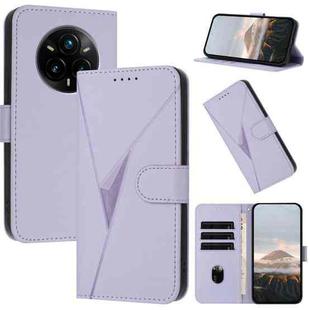 For Realme 14 Pro+ Triangle Pattern Buckle Clasp Leather Phone Case(Light Purple)