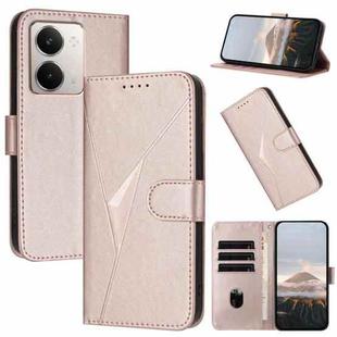 For Realme P3 Ultra 5G Triangle Pattern Buckle Clasp Leather Phone Case(Rose Gold)