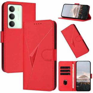 For Realme 14x Global Triangle Pattern Buckle Clasp Leather Phone Case(Red)