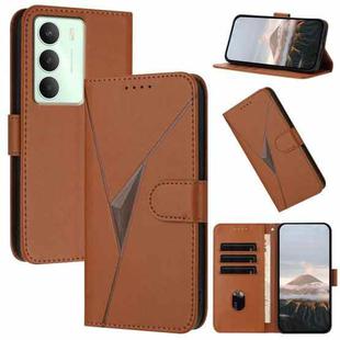 For Realme 14x Global Triangle Pattern Buckle Clasp Leather Phone Case(Brown)