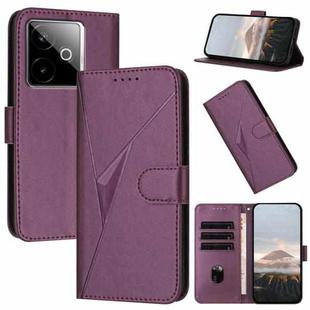 For Realme GT 7 India Triangle Pattern Buckle Clasp Leather Phone Case(Dark Purple)